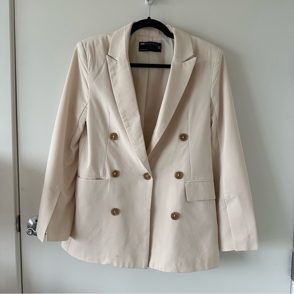 ASOS Cream Double Breasted Blazer